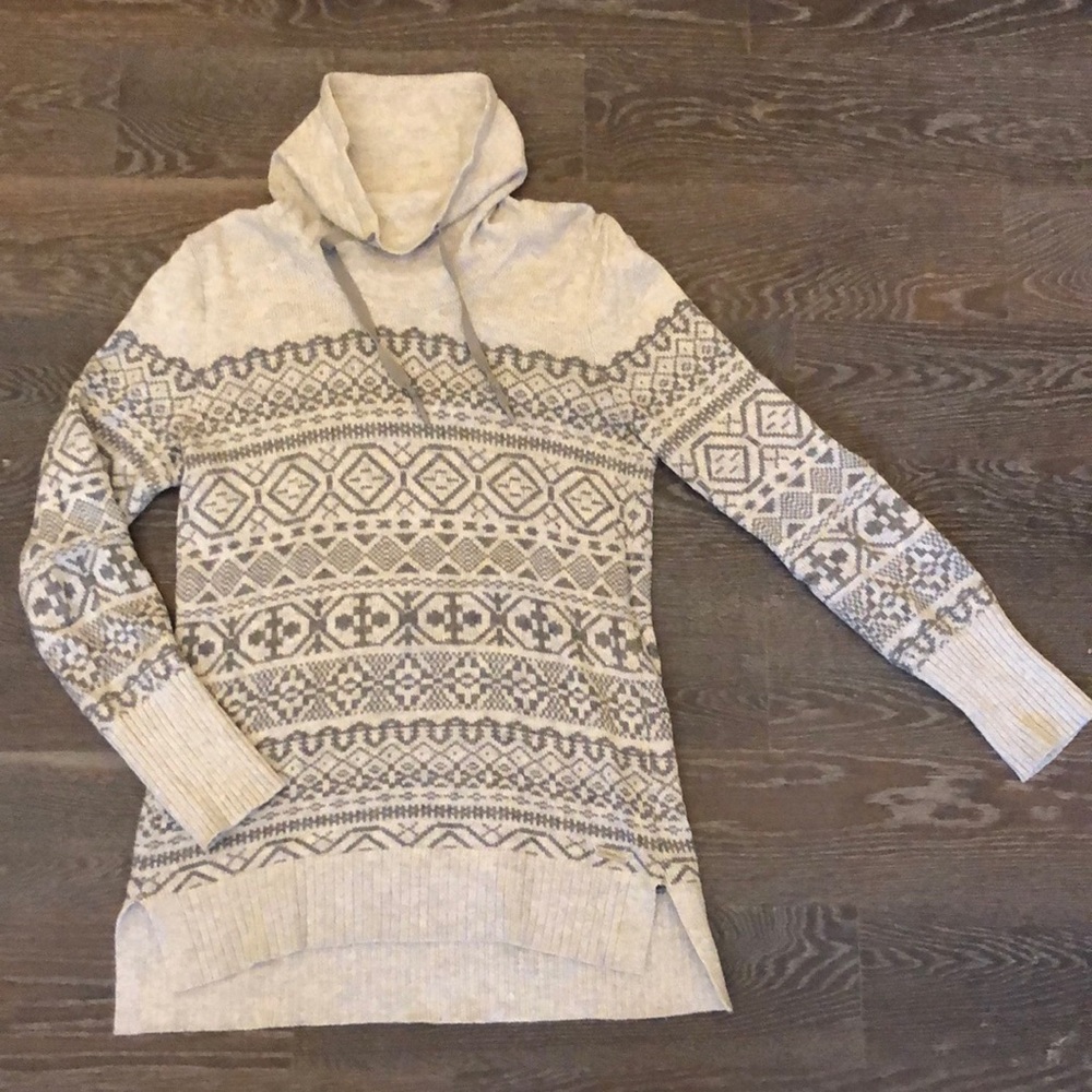 Eddie Bauer grey fair-isle tunic sweater XS